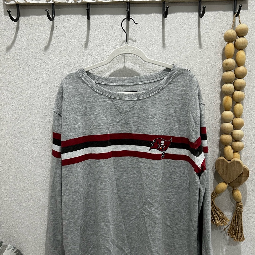 NFL Gray Crewneck Sweatshirt with Red, Black & White Stripes